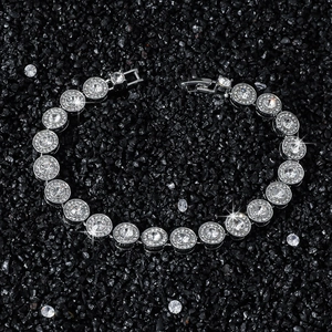 Bracelet hip hop en argent avec diamants ronds de 8mm et micro pavé sur pierres noires