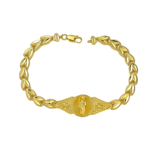 Hip Hop St Jude Medallion Bracelet For Men Women Alloy Rhinestone Religious Saint Jude Cross Leaf Link Chain Bracelet