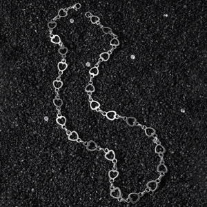 Collier en Acier Inoxydable en Forme de Cœur Chaîne Épissée Hip Hop Unisexe Argent Poli Cœur Creux Bijoux