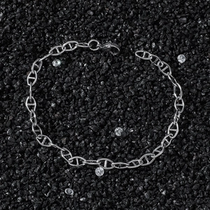 Bracelet Chaîne d'Ancre en Acier Inoxydable pour Hommes Femmes Style Hip Hop Street Argent Géométrique Bijoux Unisexe