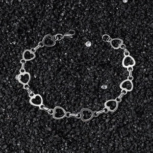 Hip Hop Stainless Steel Heart Shaped Link Chain Bracelet For Women Men Unisex Punk Sweet Cool Style Silver Jewelry Gift