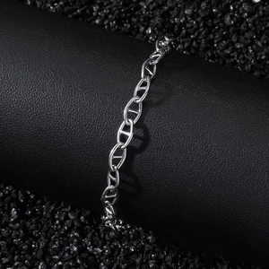 Bracelet chaîne d'ancre en acier poli avec maillon de nez de porc de style hip hop