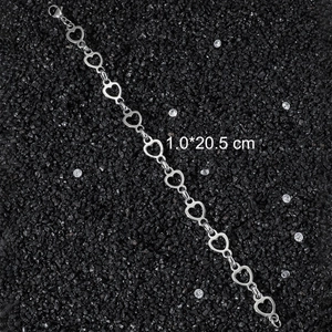 Hip hop style heart link stainless steel chain bracelet with lobster clasp 20.5cm
