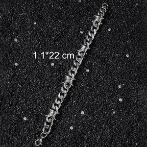 11mm wide stainless steel thorns curb chain hip hop bracelet with lobster clasp