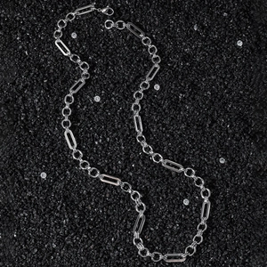 Stainless Steel Geometric Link Chain Necklace For Men Women Hip Hop Streetwear Punk Style Polished Silver Tone Jewelry