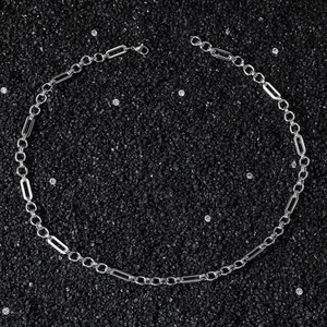 Hip-hop style stainless steel geometric rectangular chain necklace in polished silver