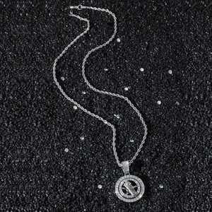 Hip hop Saint Jude rotating medallion pendant necklace with cubic zirconia on rope chain