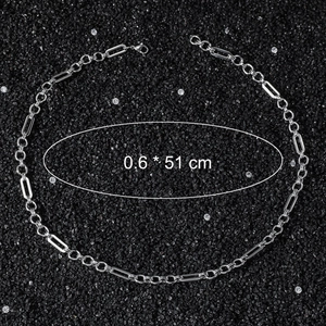 Hip hop silver stainless steel rectangular link chain necklace 0.6cm wide 51cm long