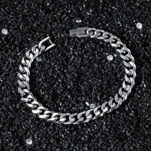 8mm Stainless Steel Cuban Link Bracelet Minimalist High Polish Curb Chain Bracelet For Men Women Hip Hop Fashion Jewelry Gift