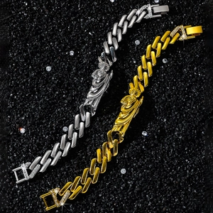 Hip Hop Cuban Link Bracelet Alloy Gold Silver Plated Religious St Jude Jesus Figure Rhinestone Clasp Jewelry For Men Women