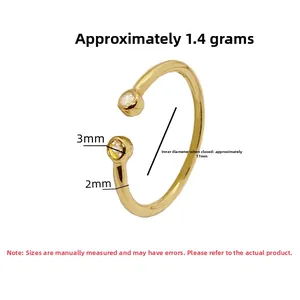 Detailed view of golden S925 sterling silver open ring with 3mm round zircon accents