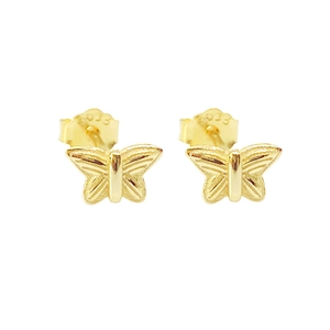 S925 Sterling Silver Butterfly Stud Earrings Gold Plated Minimalist Fashion Animal Jewelry For Women Girls Gift
