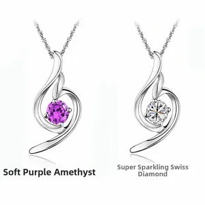 S925 sterling silver music note pendants featuring amethyst and swiss zircon crystals