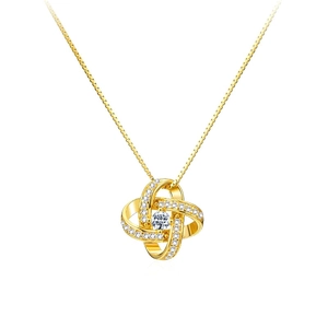 Collana con Ciondolo a Quadrifoglio in Argento Sterling S925 per Donna Placcato Oro Zirconia Gioielli Regalo