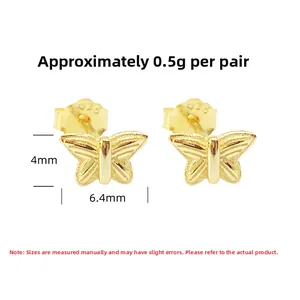 Detail of S925 sterling silver butterfly stud earrings with dimensions 4mm by 6.4mm