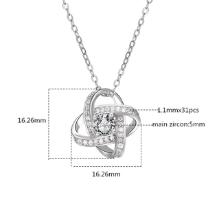 Collana con ciondolo a quadrifoglio in argento S925 con zircone da 5 mm e dimensioni