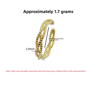 Detail of S925 silver braided twist open ring with size 17.8mm and weight 1.7g