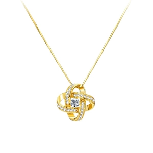 Elegante collana con ciondolo a quadrifoglio in argento S925 placcato oro con zirconi