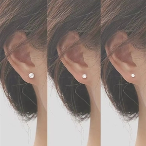 S925 Sterling Silber Ohrstecker mit runden Zirkonia in drei verschiedenen Größen