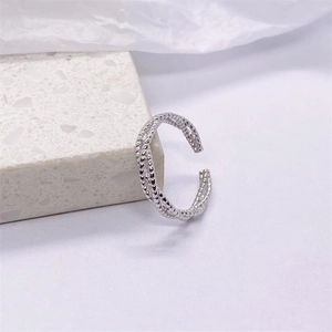 S925 sterling silver open ring featuring a double twisted rope design in retro style