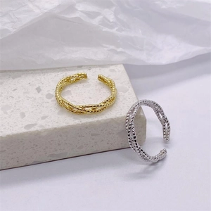 Adjustable S925 sterling silver twisted rope rings in gold and silver finishes