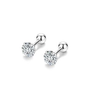925 Sterlingsilber Schraubverschluss Zirkonia Ohrstecker Für Damen Vier Krappen Rund Klar Piercing Ohrringe Hypoallergen Schmuck