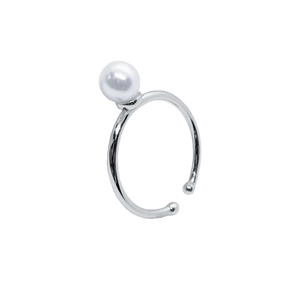 Minimalist S925 sterling silver open ring with a lustrous white pearl for women