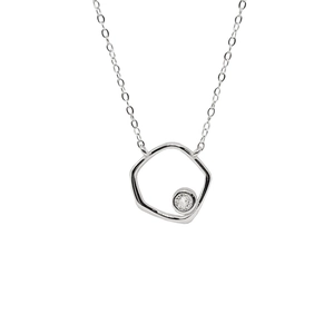 Collier minimaliste en argent sterling S925 avec pendentif pentagone et zircone