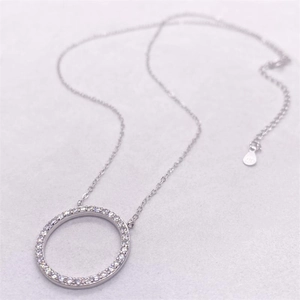 Elegant S925 sterling silver necklace with a sparkling cubic zirconia circle pendant