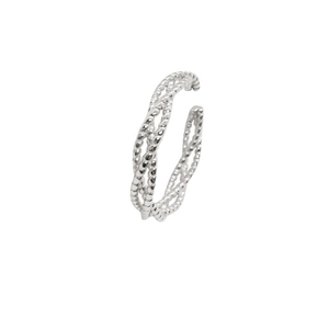 Adjustable S925 sterling silver ring featuring a vintage braided rope textured design