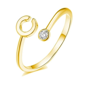 Minimalistischer S925 Sterlingsilber Ring in Gold mit funkelndem rundem Diamanten