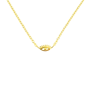 S925 sterling silver evil eye necklace with gold finish and delicate O-chain