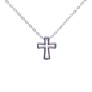 Collier Pendentif Croix Ajourée en Argent Sterling 925 Minimaliste pour Femme Or Rose Électroplaqué Bijoux Religieux