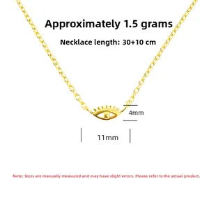 Detailed view of gold S925 sterling silver evil eye pendant with 30+10cm chain