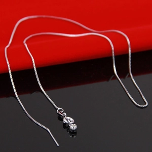 Adjustable S925 sterling silver box chain necklace with needle end and round charm