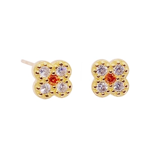 925 Sterling Silver Post Gold Plated Four Leaf Clover Stud Earrings Vintage Luxury Flower Rhinestone Jewelry For Women