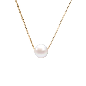Élégant collier en argent S925 avec perle blanche ronde sur une chaîne vénitienne dorée