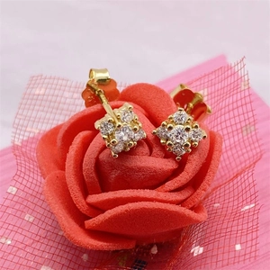 Élégantes boucles d'oreilles en argent S925 plaqué or avec grappes de zircones cubiques