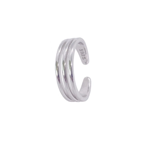 Close-up of S925 sterling silver hallmarking on a minimalist triple wave toe ring