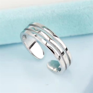 Adjustable minimalist 925 sterling silver triple band open toe ring for summer beach wear