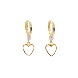 925 Sterling Silber Creolen Mit Herzanhänger Rundem Zirkonia Vergoldet Modeschmuck Für Damen