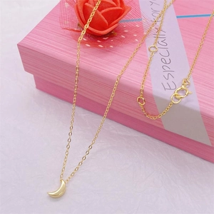 Elegant S925 sterling silver crescent moon pendant necklace in gold finish for women