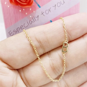 Minimalist gold-plated S925 silver necklace with letter B pendant on a dainty chain