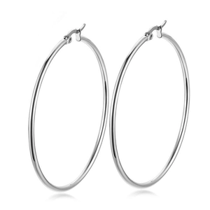 925 Sterling Silver Hoop Earrings Women Minimalist Large Hollow Tube Polished Circle Gold Silver Plated Fashion Jewelry