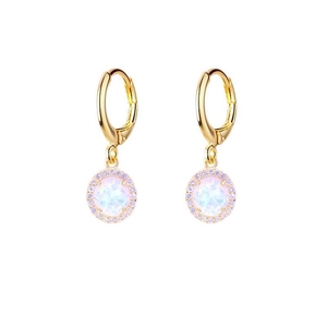 Orecchini Pendenti in Argento Sterling 925 con Opale per Donna Placcati in Oro Tondi Strass Orecchini Gioielli Moda Regalo