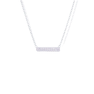 Elegant S925 sterling silver bar necklace with double row pavé-set sparkling crystals