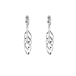 Elegant S925 sterling silver twist wave drop earrings with a modern hollow spiral design