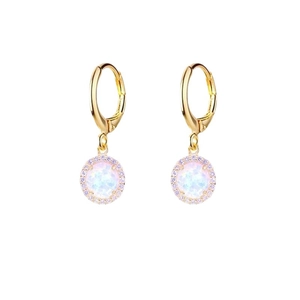 Eleganti orecchini pendenti in argento S925 dorato con opale e contorno di zirconi