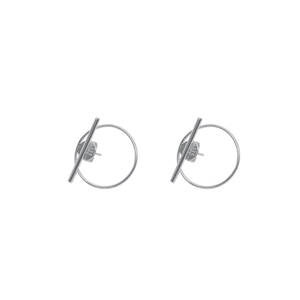 Boucles d'Oreilles Clous en Argent Sterling 925 Géométriques Minimalistes Cercle Barre pour Femmes Bijoux Modernes Plaqué Or Argent