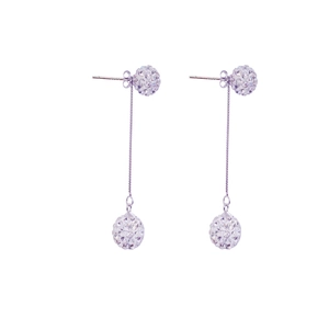 Elegant 925 Sterling Silver Shamballa Double Ball Rhinestone Tassel Drop Earrings For Women Fashion Jewelry Long Ear Line